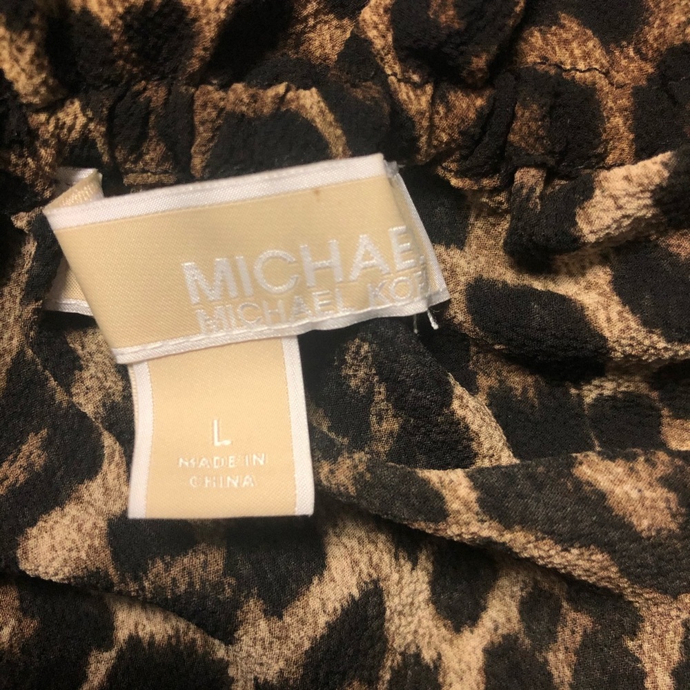 Michael Kors Leopard Print Off Shoulder Blouse SzL - Picture 6 of 7